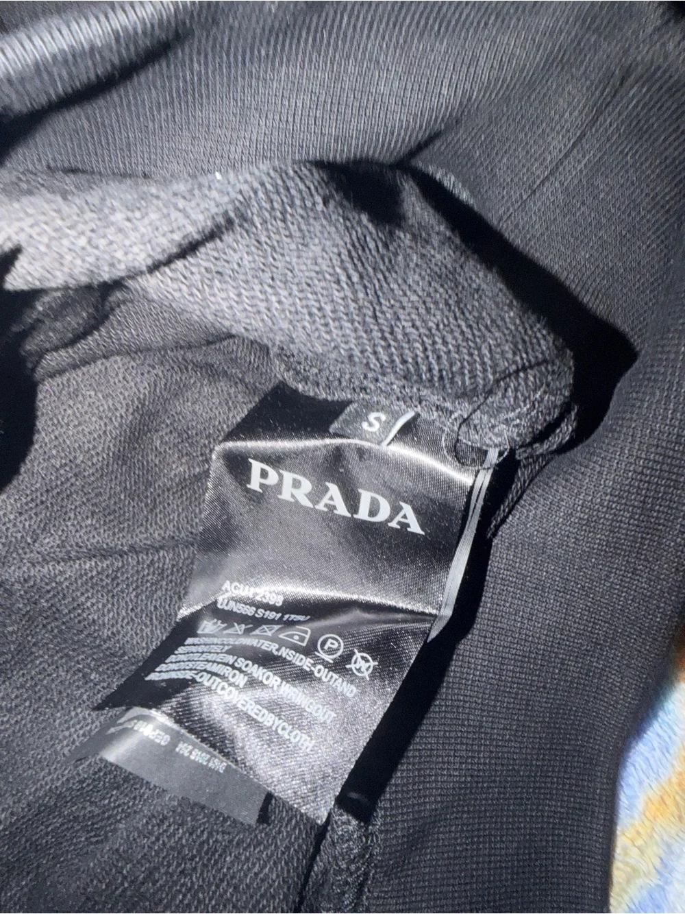 Prada Black Crewneck Sweatshirt with Red Logo Stripe